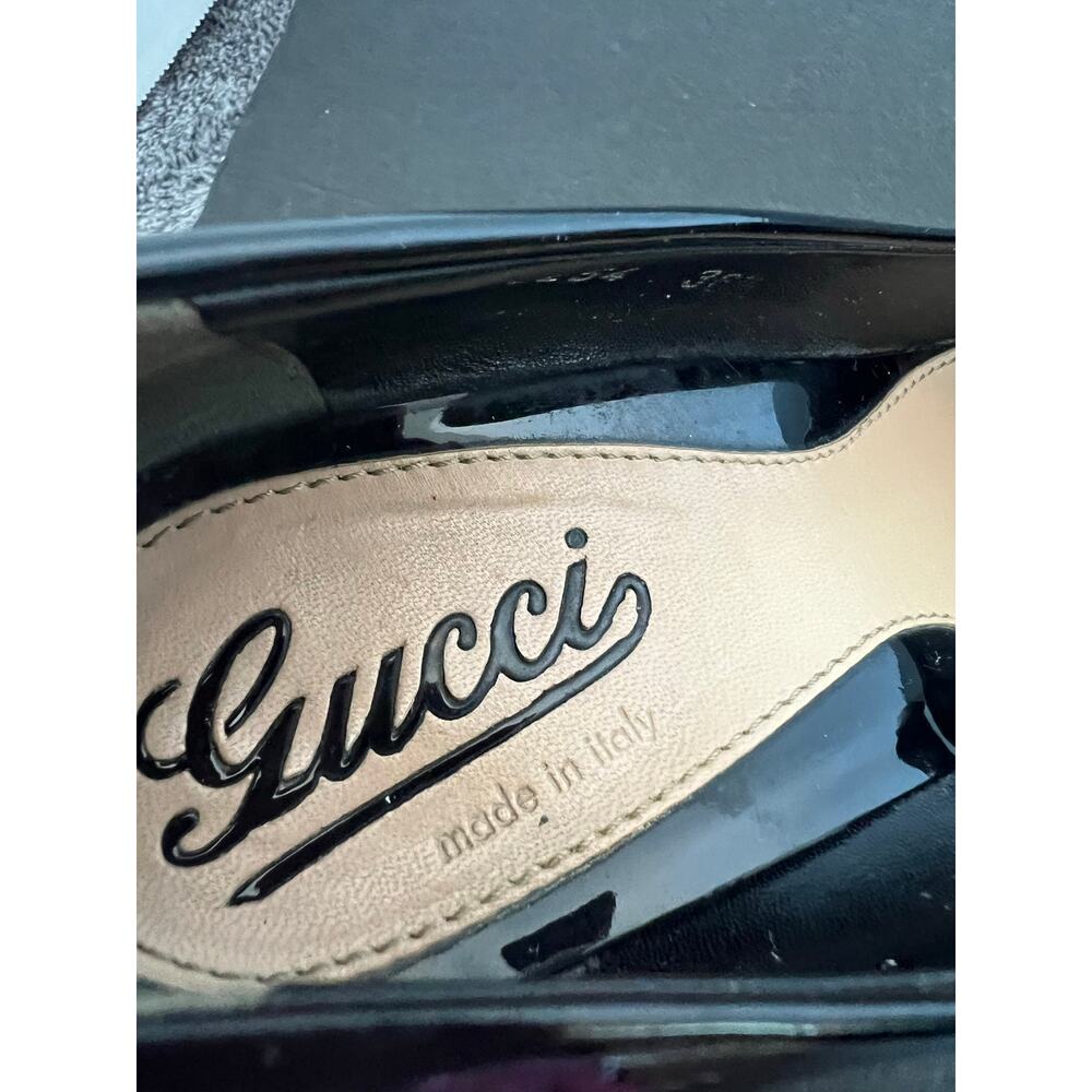 Gucci Tom Ford Platform Pointy Toe Black‎ White Patent Leather Slip On Pumps 6.5 - Picture 9 of 12